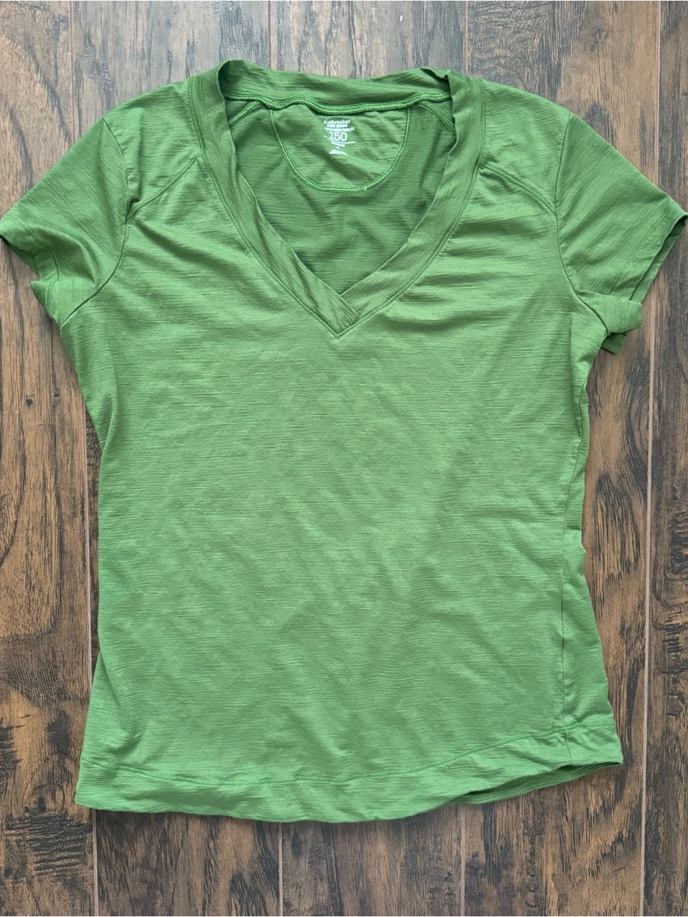 Icebreaker Superfine Ultralight Merino Wool 150 V-Neck Tee Green XL